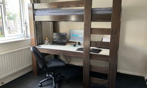 Desk Bed - Walnut Stained Pine